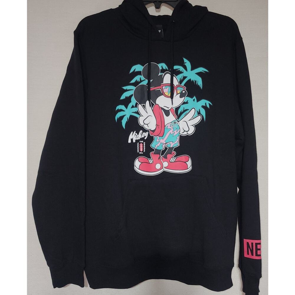 Mickey mouse tropical hoodie men's large black